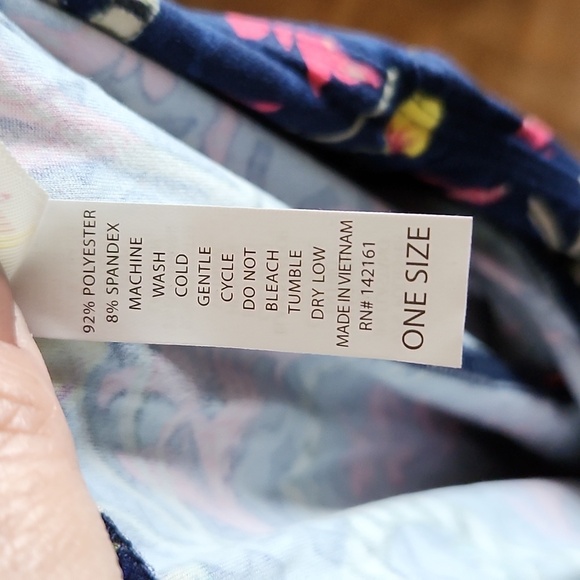 LULAROE LLR OS Floral on Solid Blue Buttery Soft Legging One Size - Picture 6 of 6